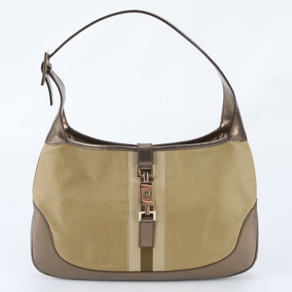 Gucci Jackie 001 3306 Leather Canvas Shoulder Bag Handbag for Women